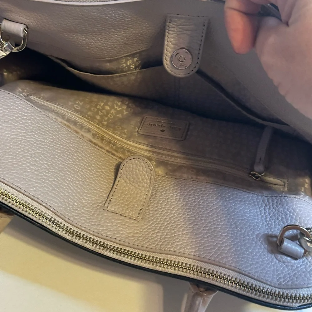Kate Spade Cream and Black Satchel with Sleek Design